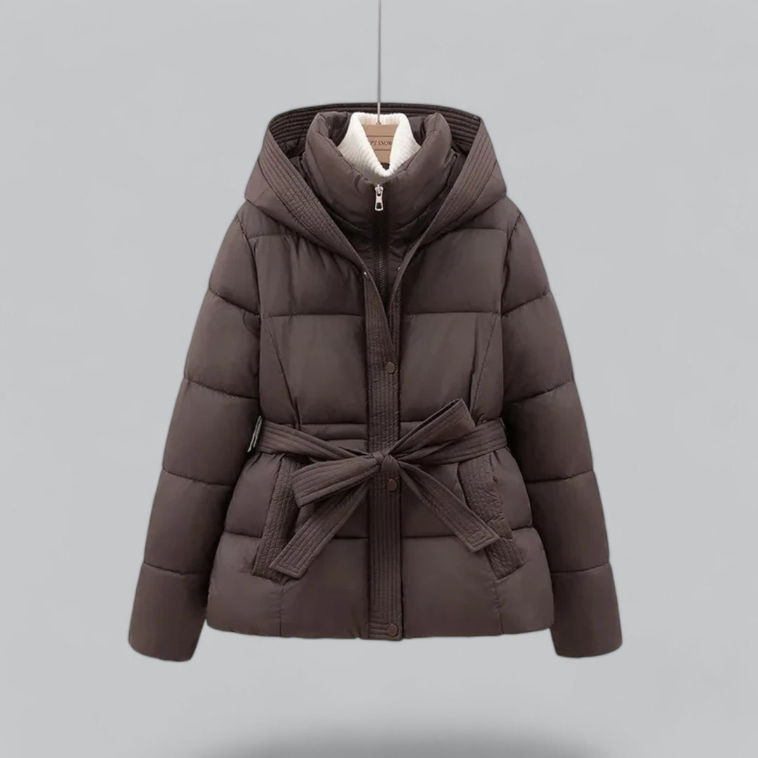 Women's Winter Parka – Belted, Quilted, Hooded