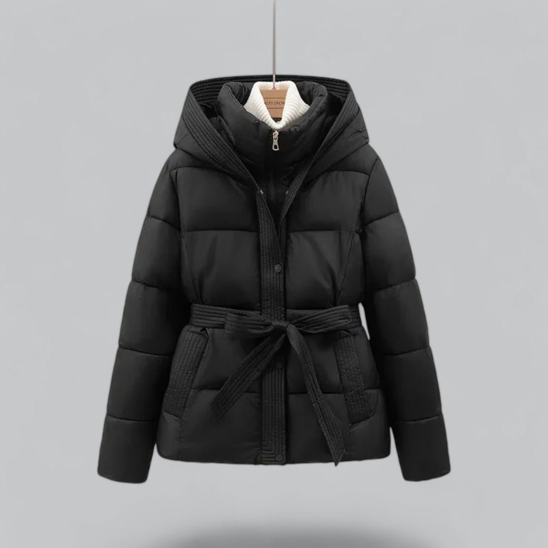 Women's Winter Parka – Belted, Quilted, Hooded