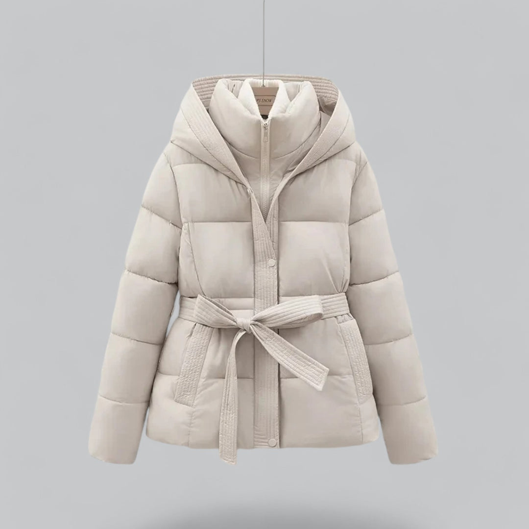 Women's Winter Parka – Belted, Quilted, Hooded