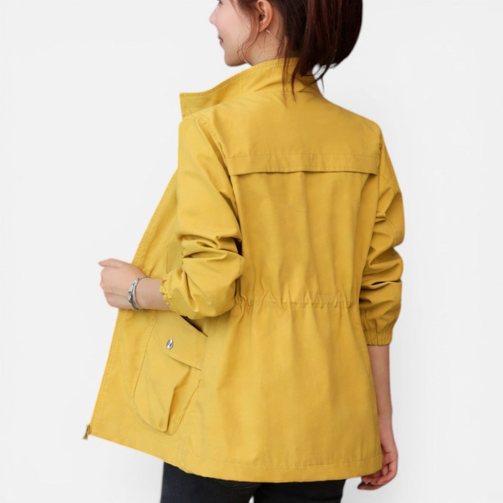 Women's Lightweight Jacket – Drawstring Waist, Zip-Up