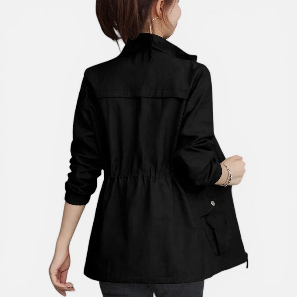 Women's Lightweight Jacket – Drawstring Waist, Zip-Up