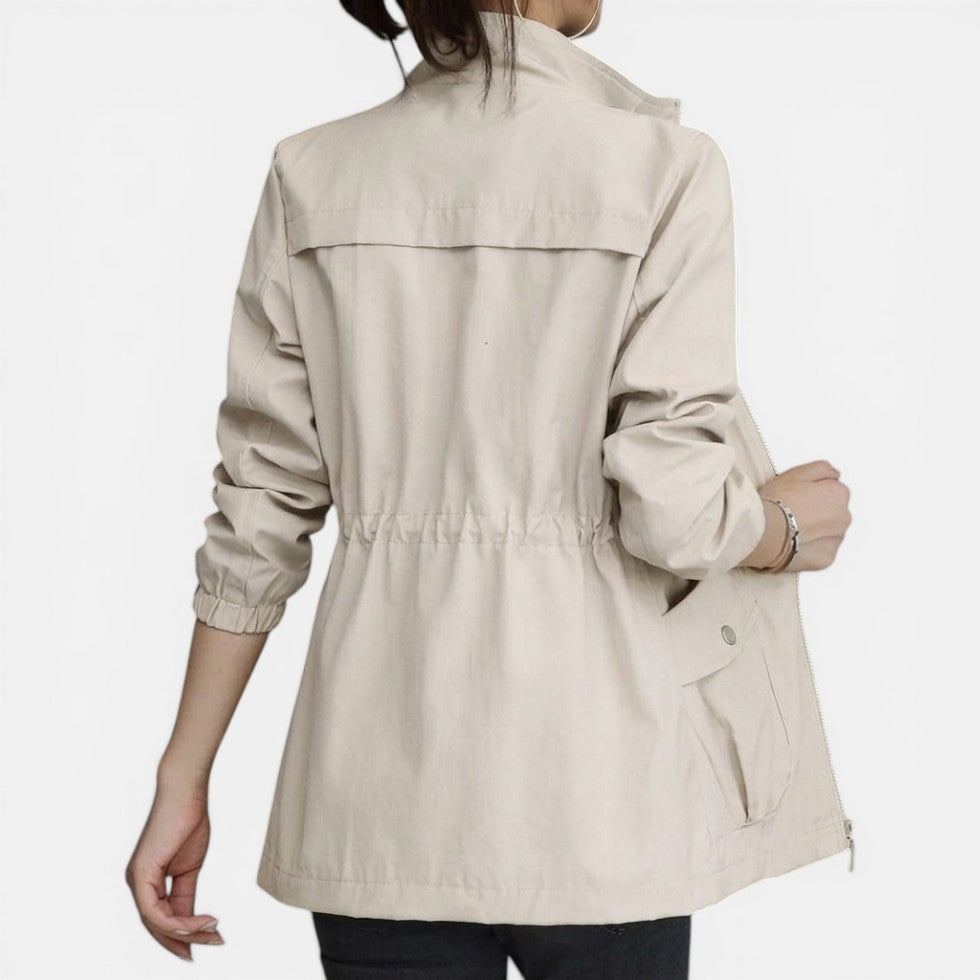 Women's Lightweight Jacket – Drawstring Waist, Zip-Up