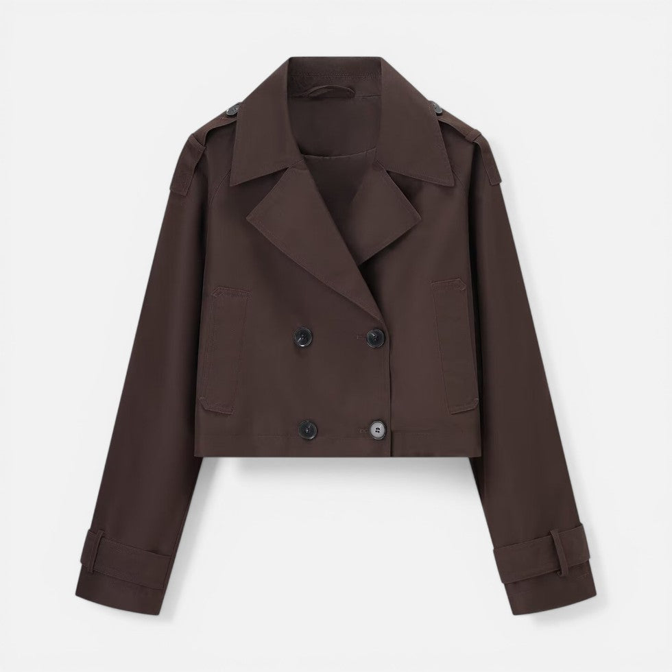 Women's Cropped Trench Coat – Double-Breasted