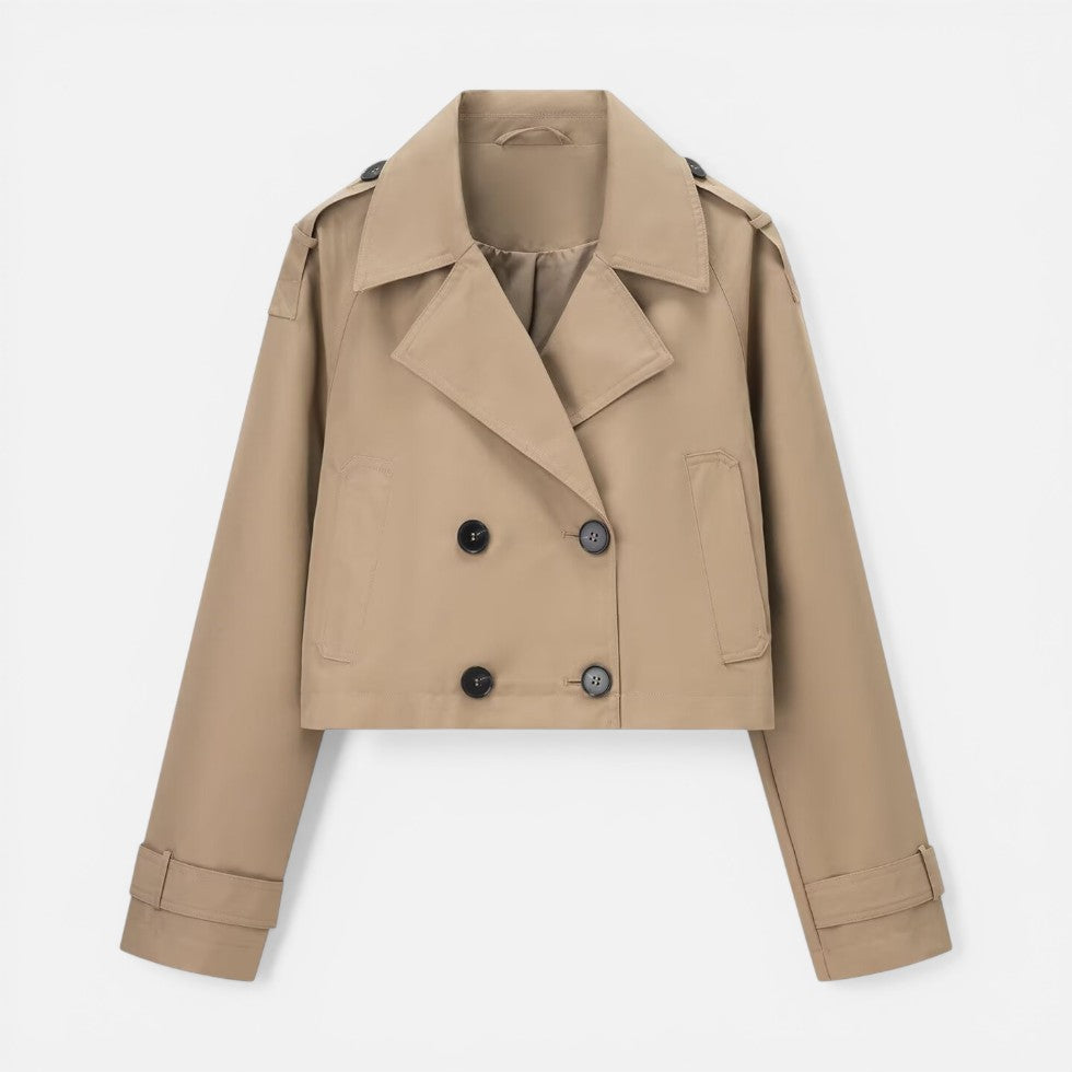 Women's Cropped Trench Coat – Double-Breasted