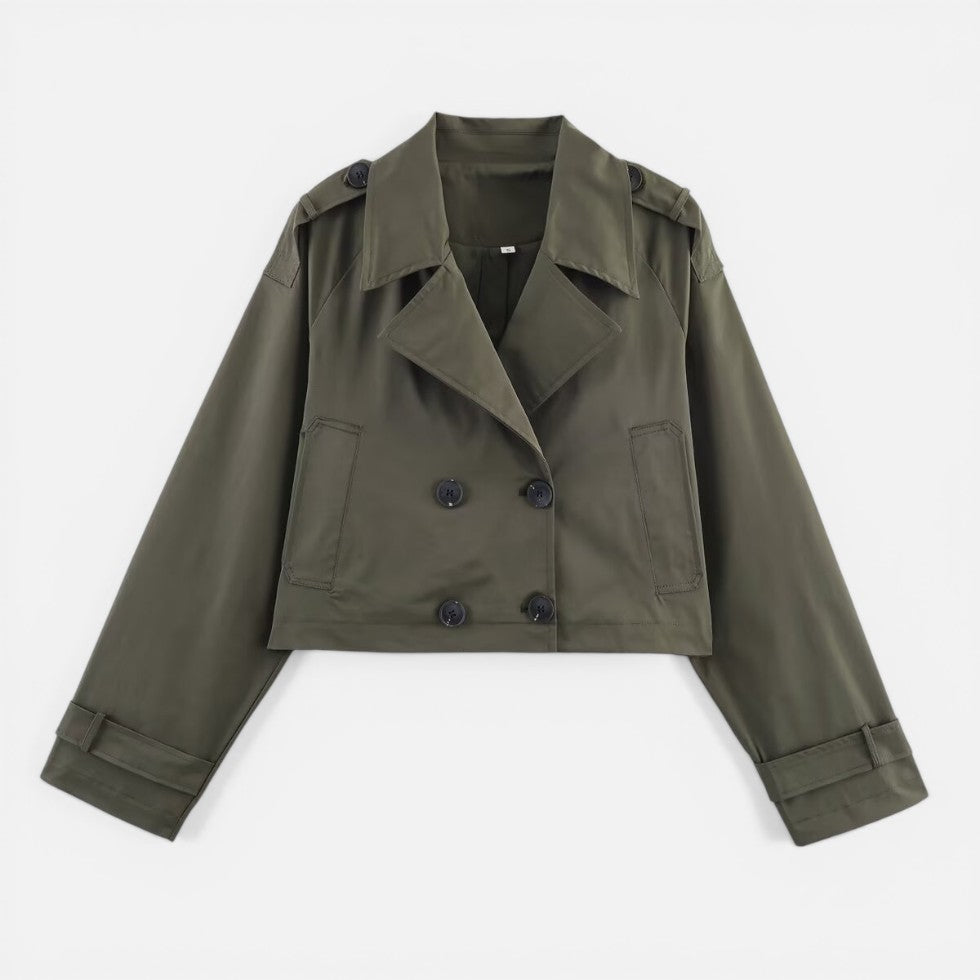 Women's Cropped Trench Coat – Double-Breasted