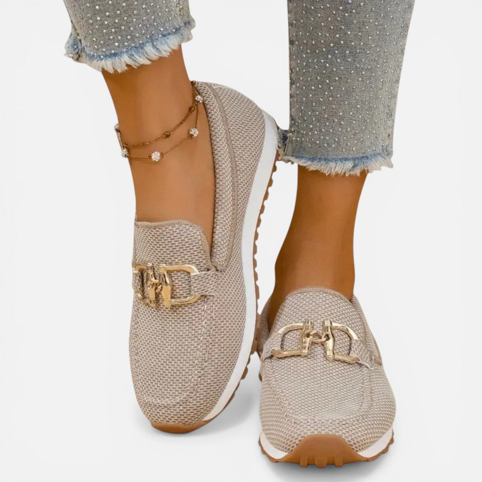 Women's Orthopedic Loafers – Slip-On, Metal Detail