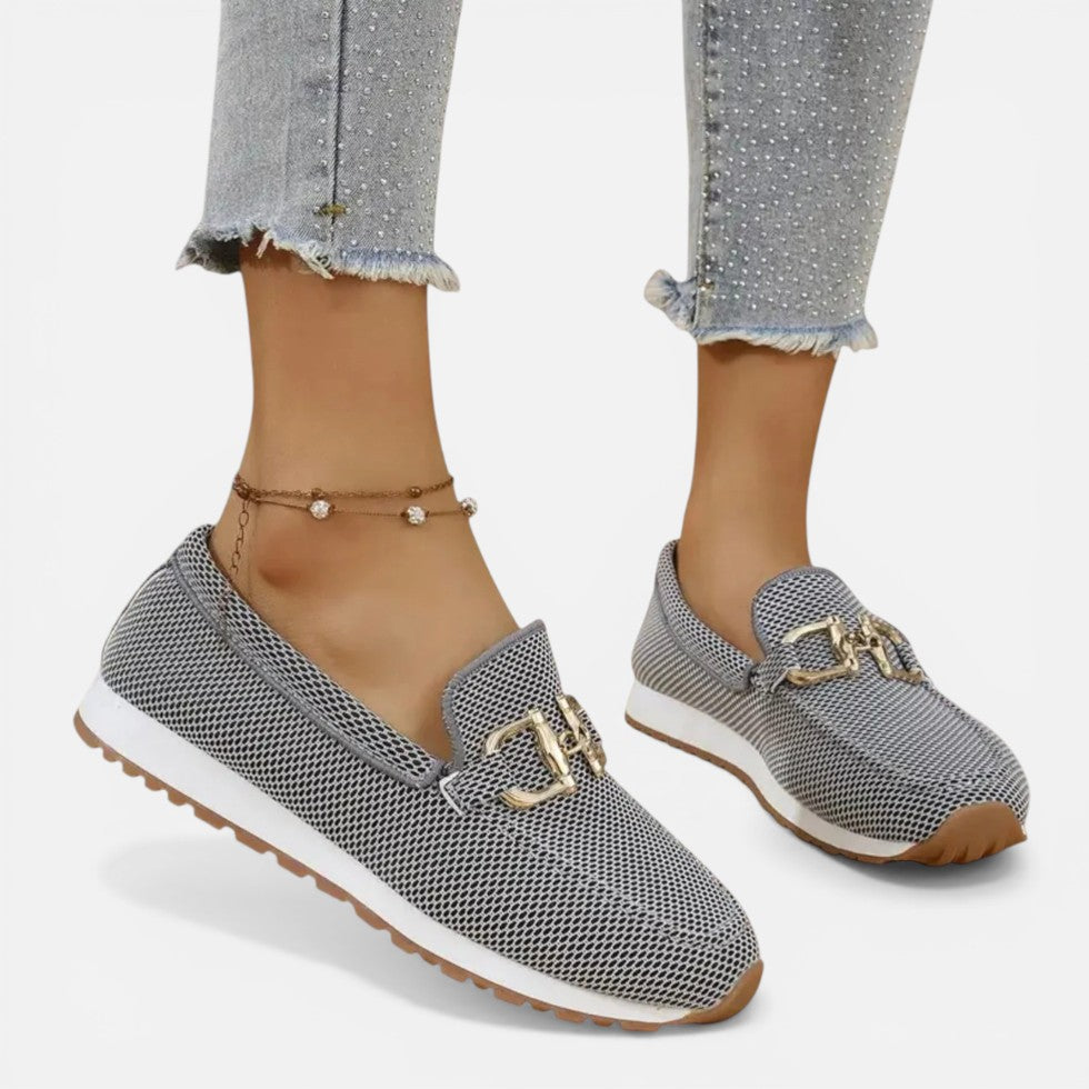 Women's Orthopedic Loafers – Slip-On, Metal Detail