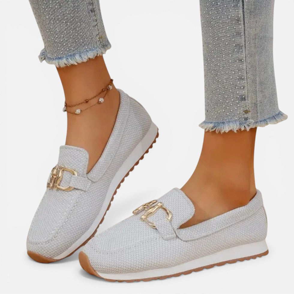 Women's Orthopedic Loafers – Slip-On, Metal Detail