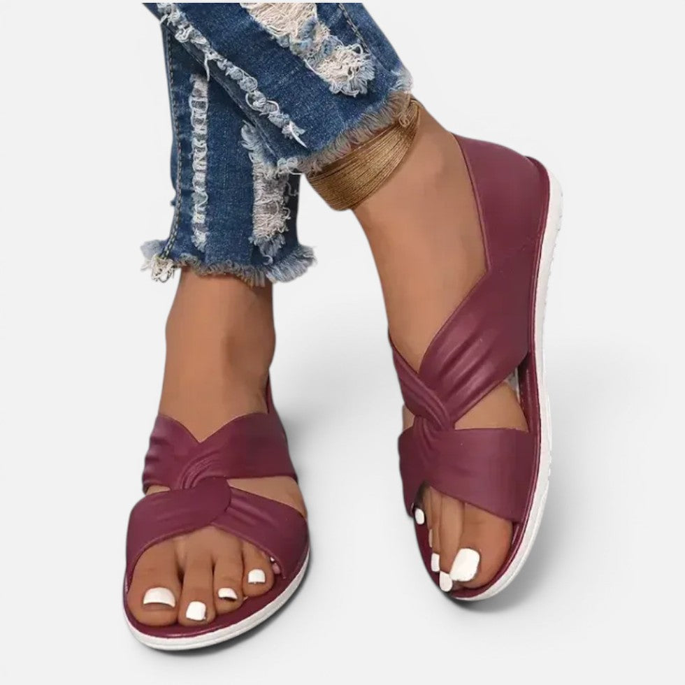 Women's Block Heel Sandals – Open Toe, Slip-On