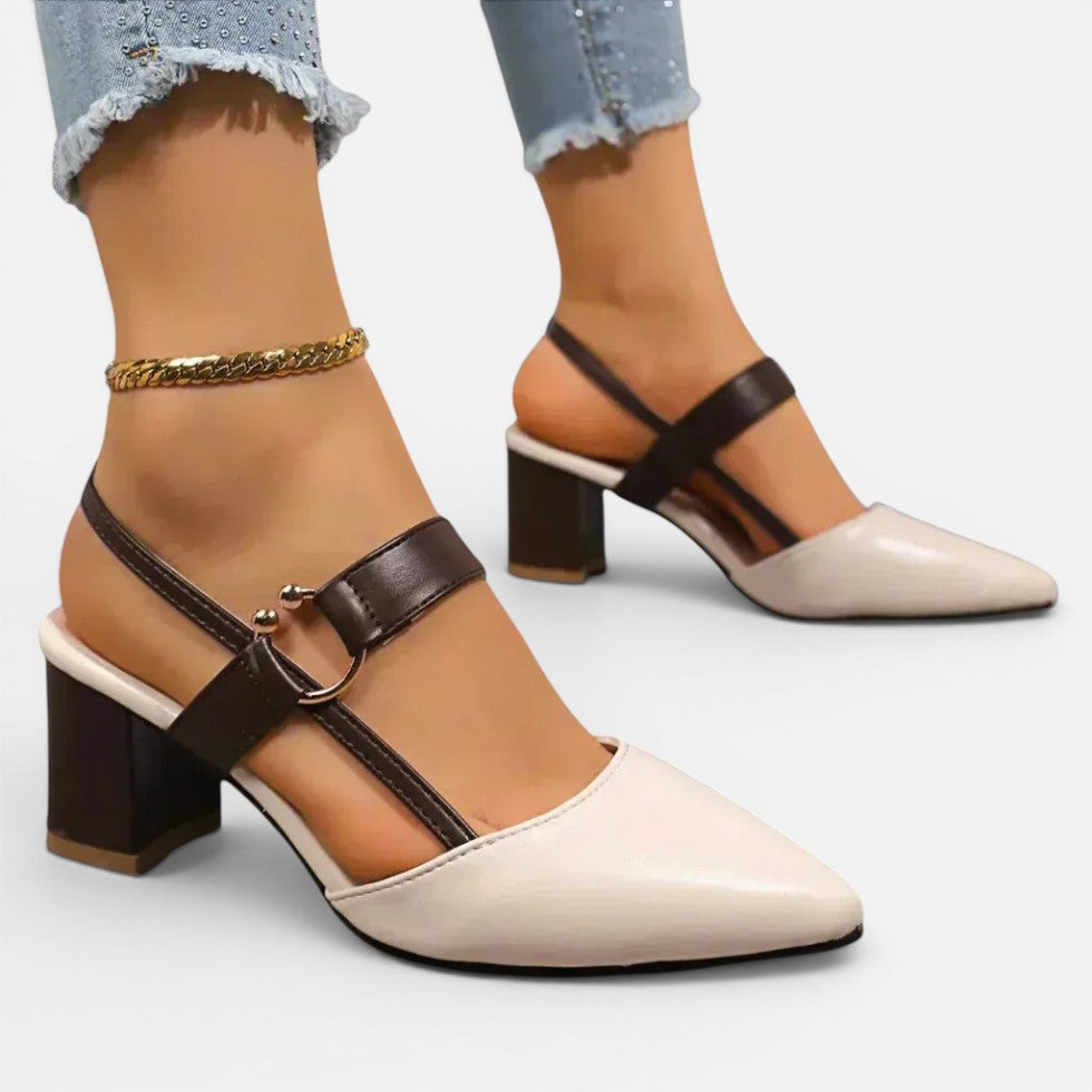 Orthopedic Strap Block Heel Pointed Toe Shoes