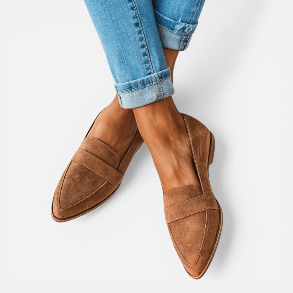 Women's Pointed-Toe Loafers – Suede Style, Slip-On