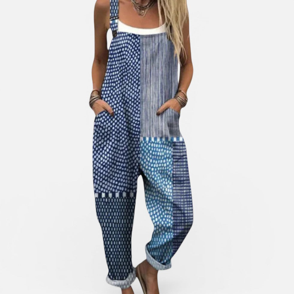 Printed Casual Dungaree Jumpsuit with Pockets