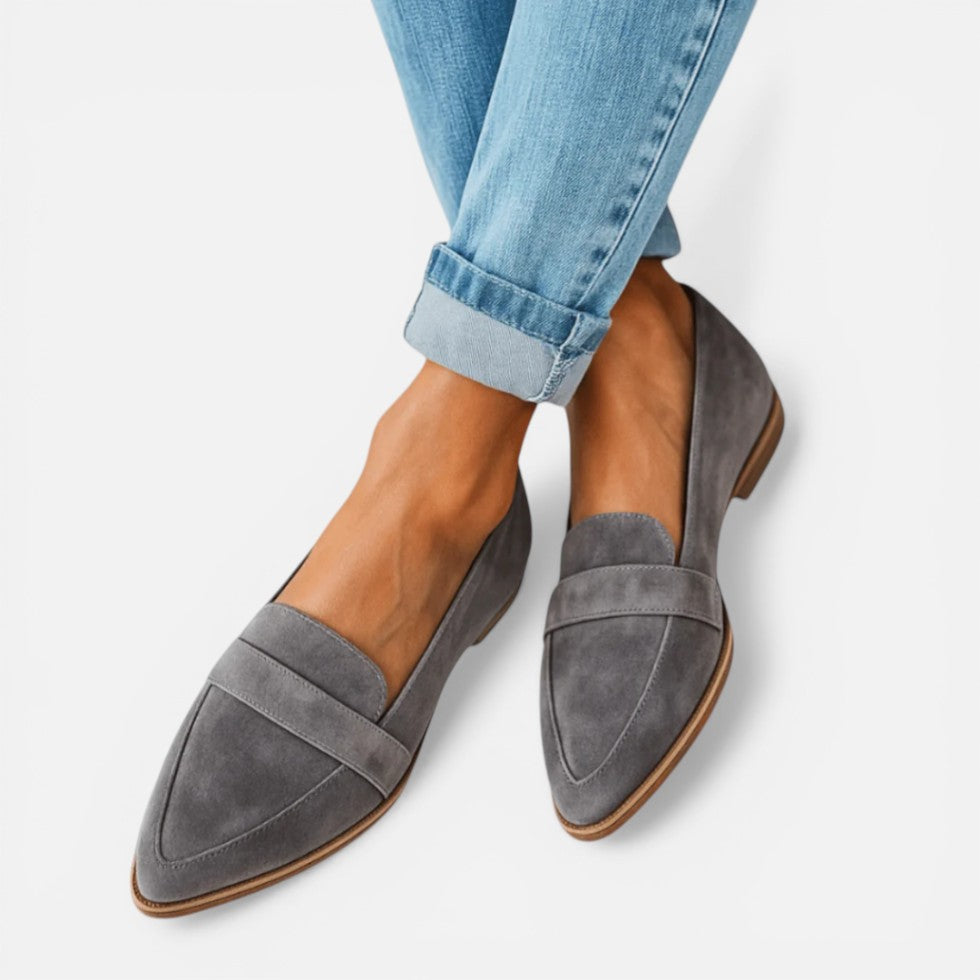 Women's Pointed-Toe Loafers – Suede Style, Slip-On