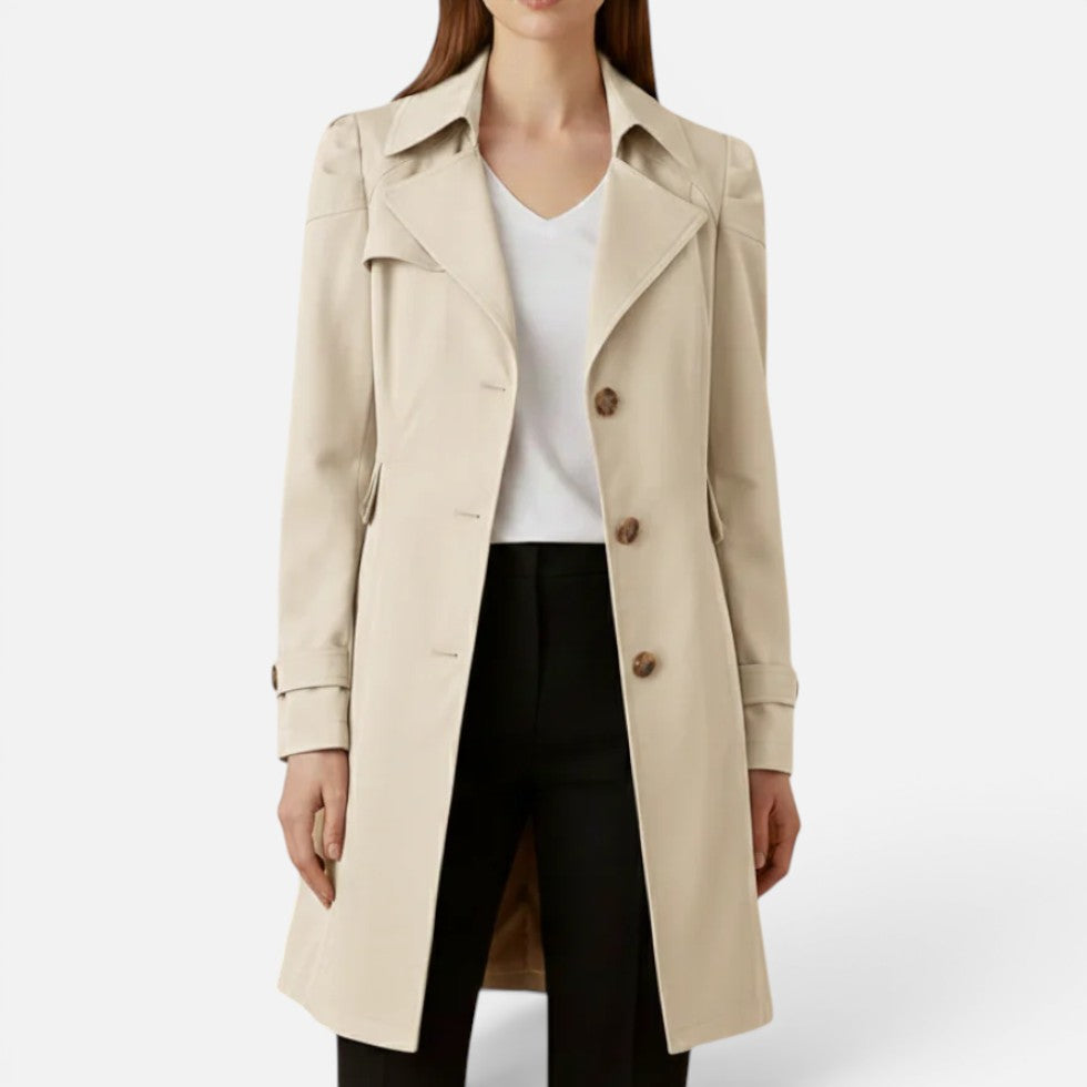 Women's Trench Coat – Double-Breasted, Longline