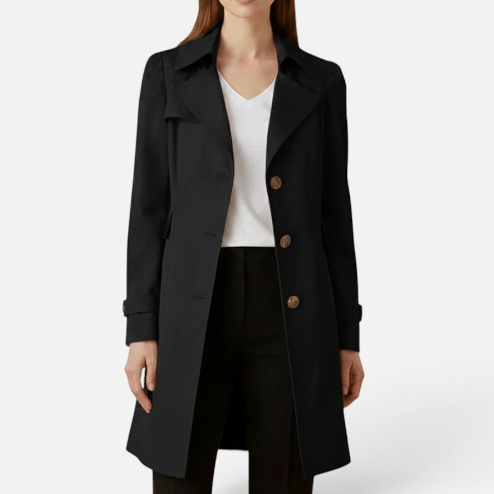 Women's Trench Coat – Double-Breasted, Longline