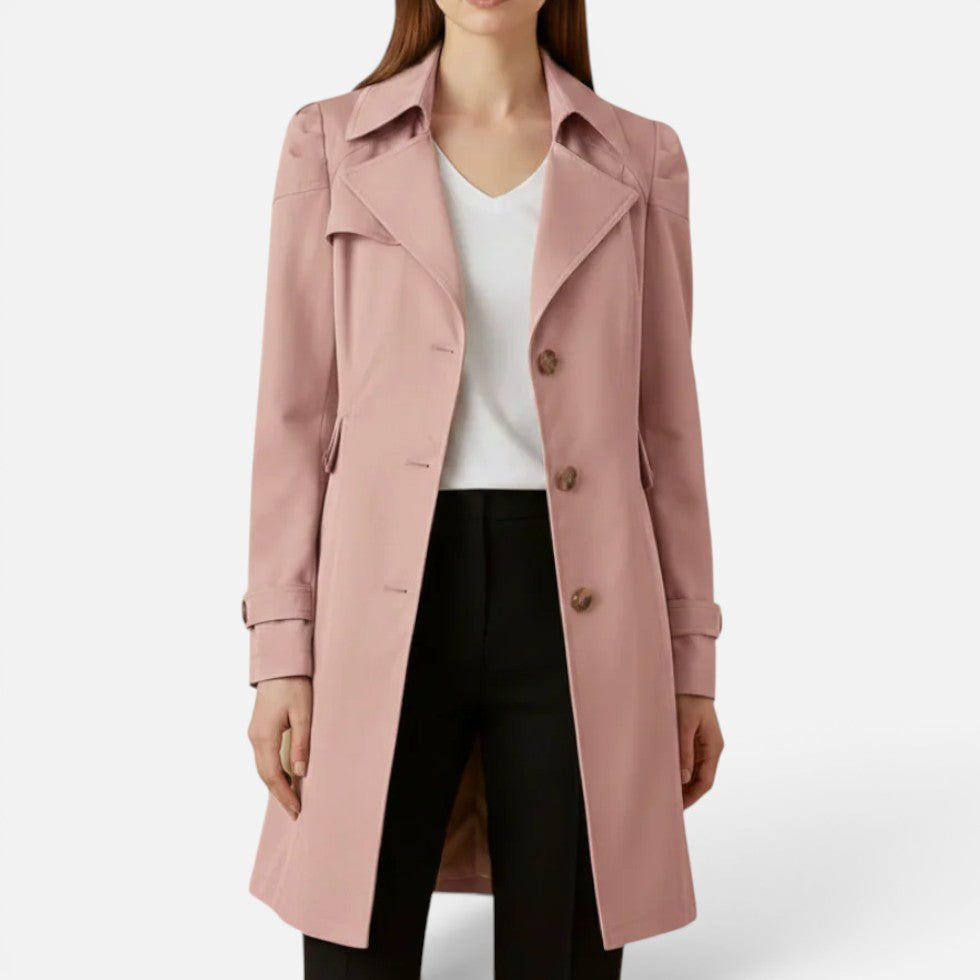 Women's Trench Coat – Double-Breasted, Longline