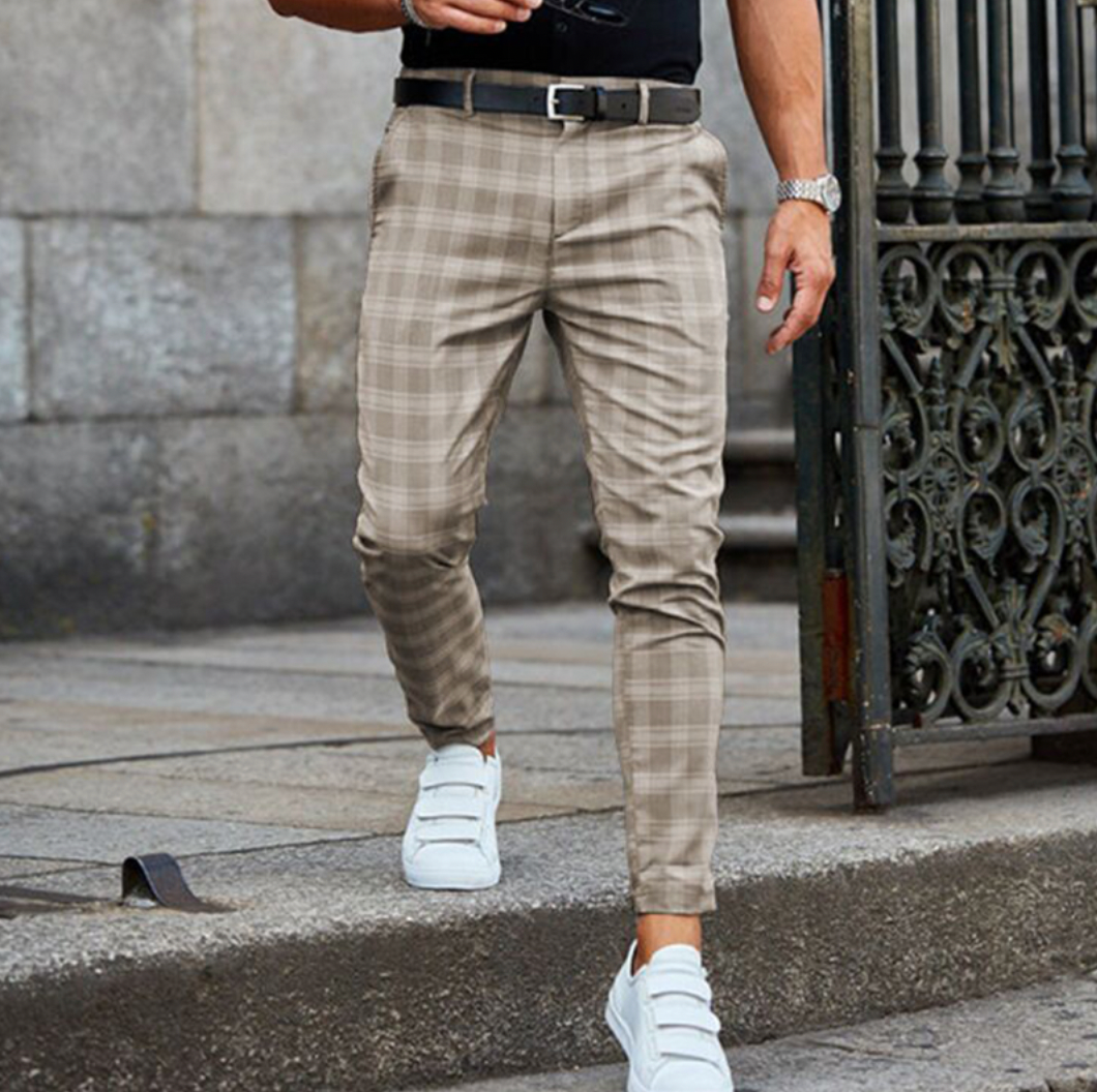 Men's Chino Trousers – Stretch, Checked
