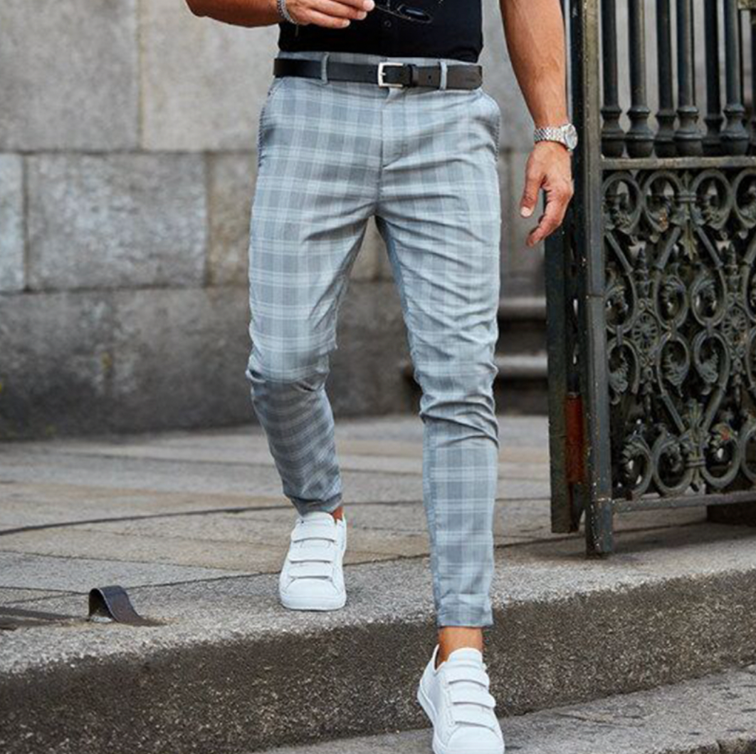 Men's Chino Trousers – Stretch, Checked