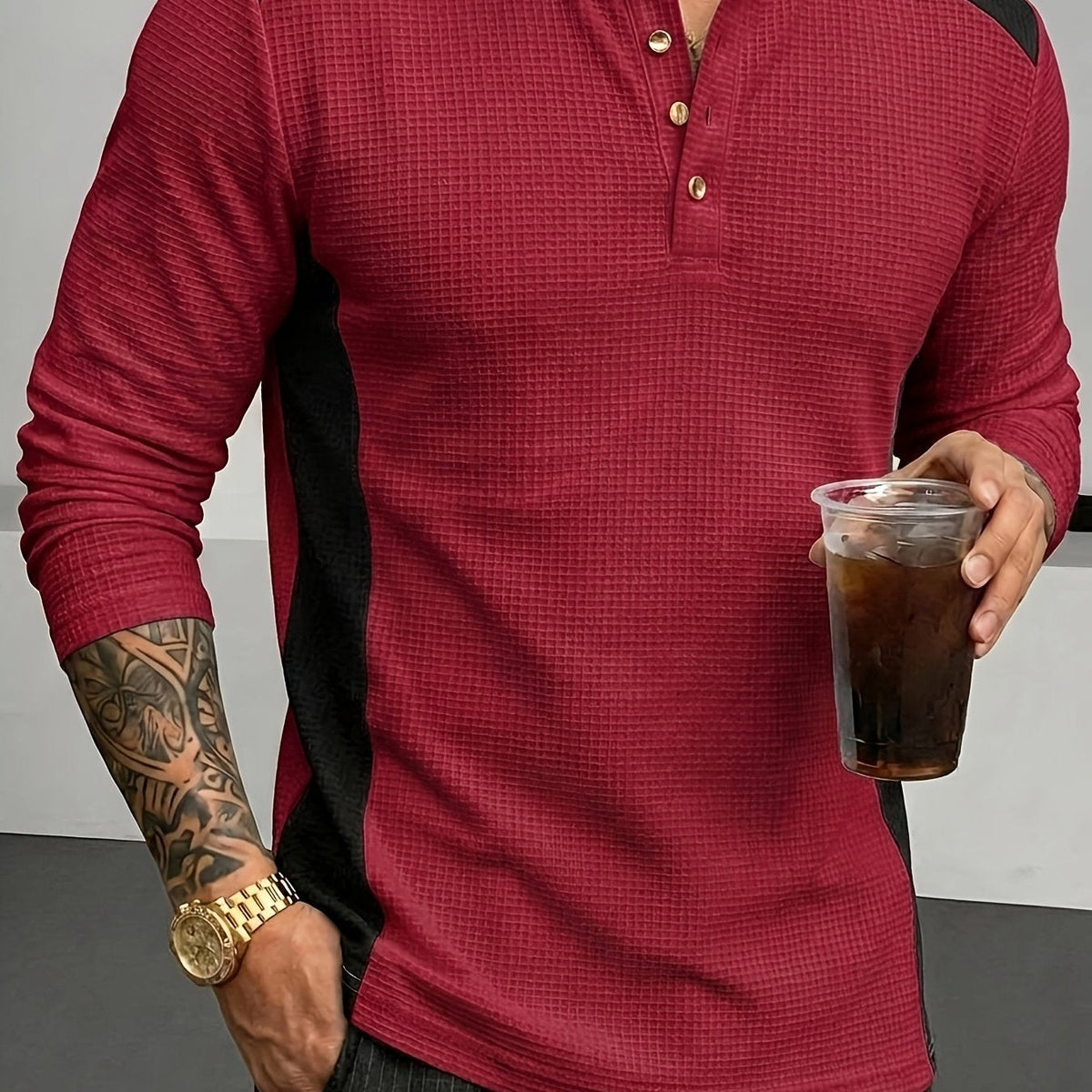 Curtis | Textured Long-Sleeve Henley 10