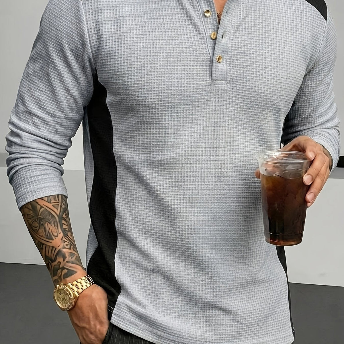 Curtis | Textured Long-Sleeve Henley 12