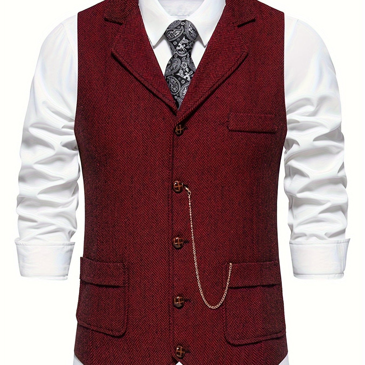 Edmund | Herringbone Single-Breasted Vest 0