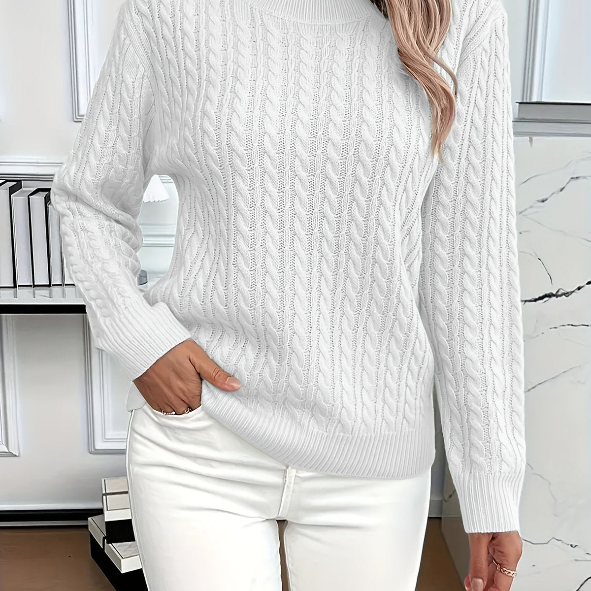Faye | Cable-Knit Round Neck Sweater 9
