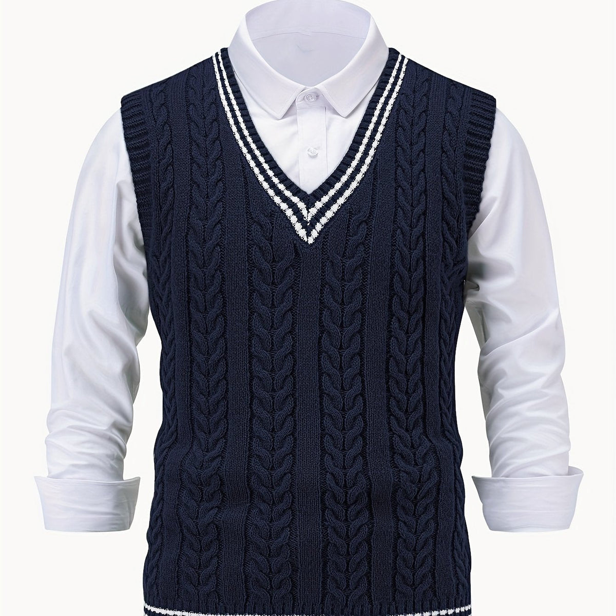 Gideon | Cable-Knit V-Neck Sweater Vest 12