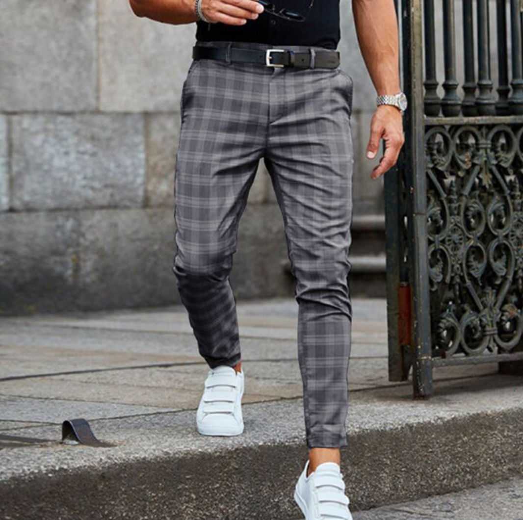 Men's Chino Trousers – Stretch, Checked