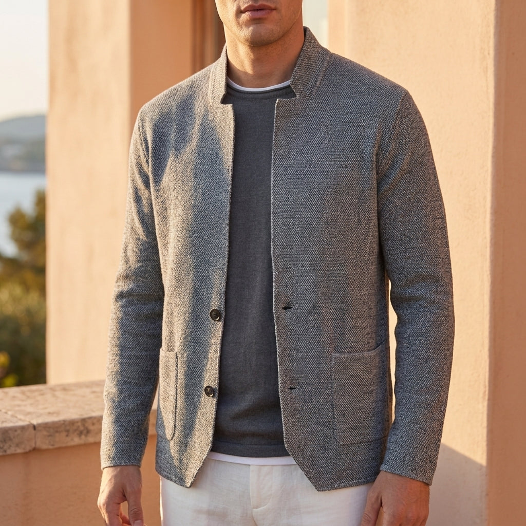 Kos Stand Collar Knit Cardigan 1