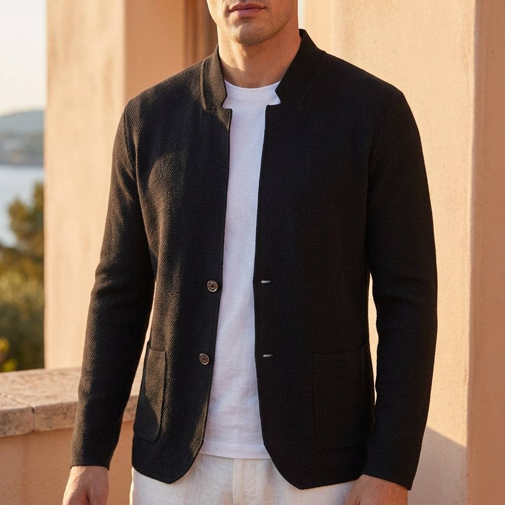 Kos Stand Collar Knit Cardigan 2