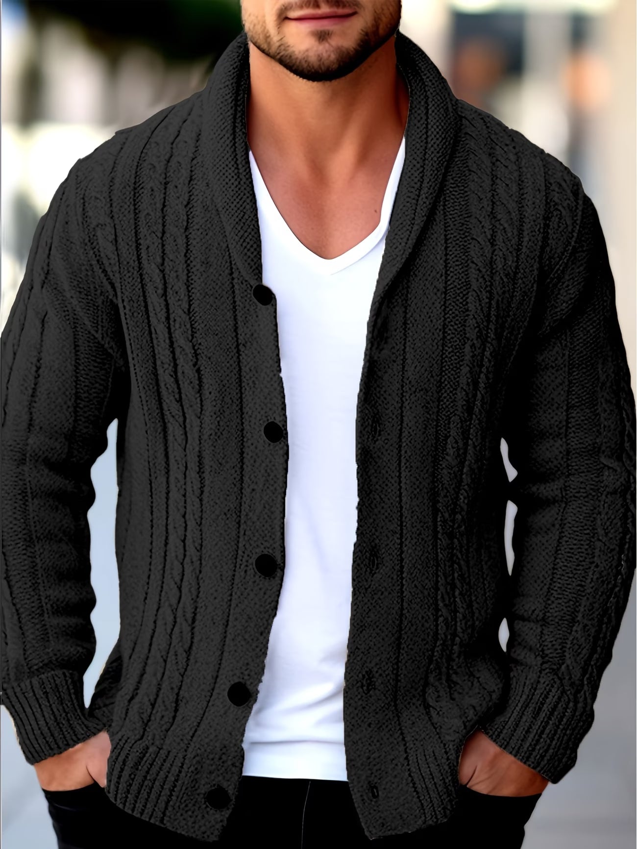 LAURENT MONACO | MEN'S TEXTURED KNIT CARDIGAN 6