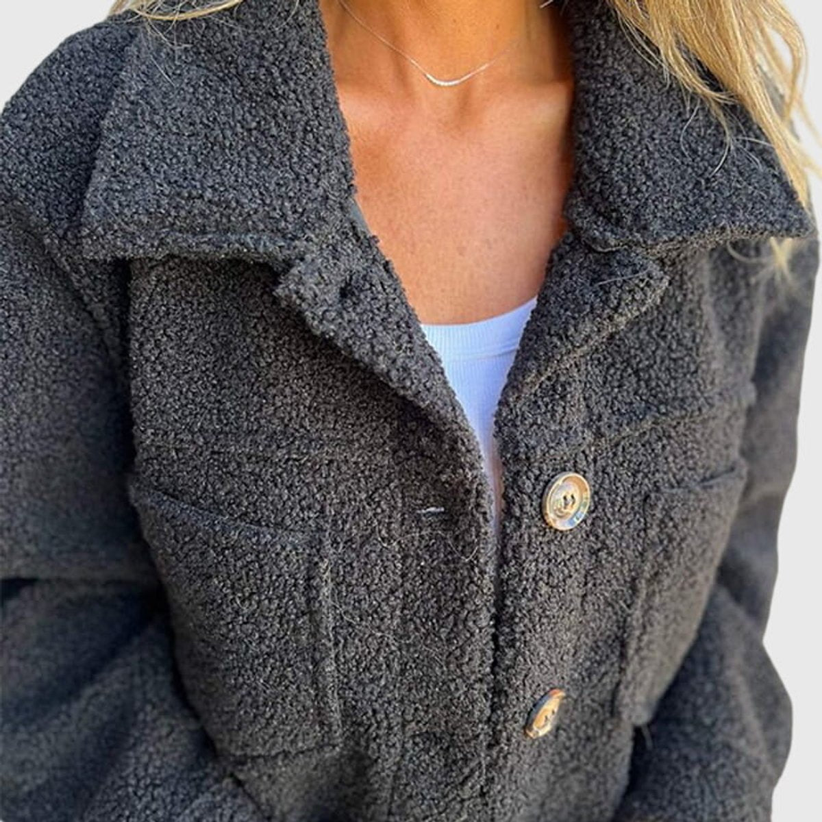 Madison | Women's Jacket Cozy Button-Front Sherpa Fleece Coat 6