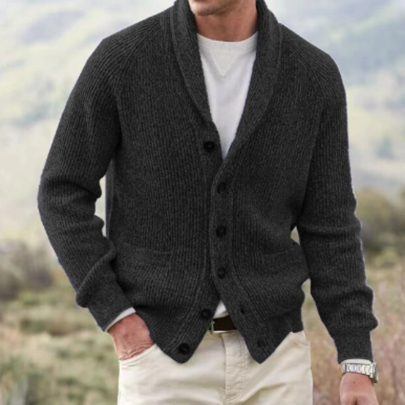Men's Vintage Wool Button-Down Cardigan – Comfortable V-Neck Knit 0