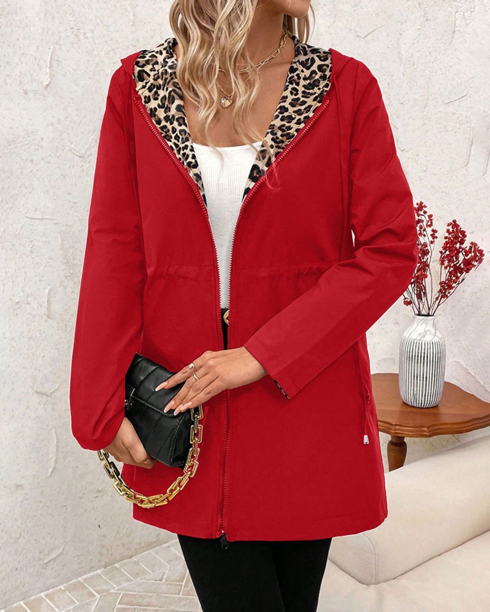 Olivia | Women's Coat Reversible Leopard Print Hooded Zip-Up Jacket 5
