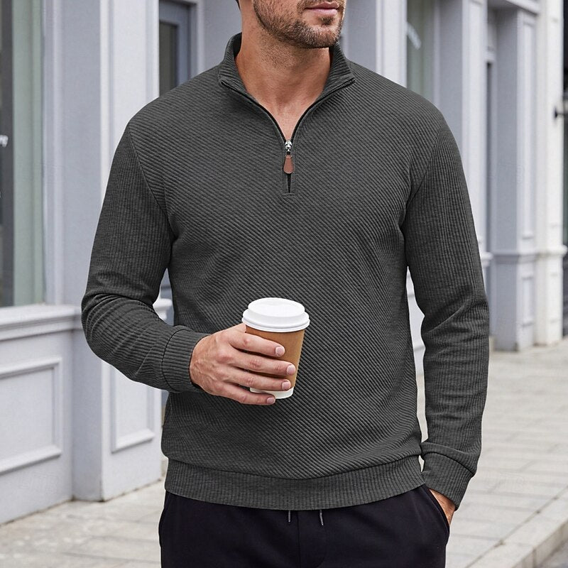 Quentin | Textured Quarter-Zip Pullover 10