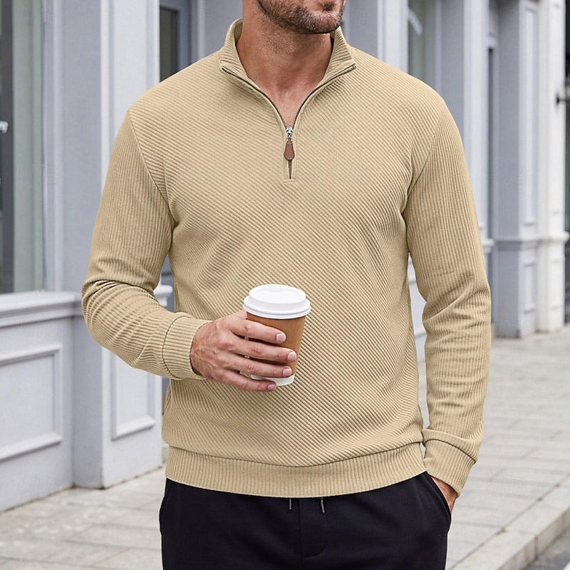 Quentin | Textured Quarter-Zip Pullover 11