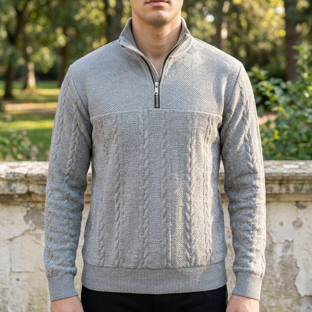 Ronda Cable Knit Quarter-Zip Sweatshirt 1