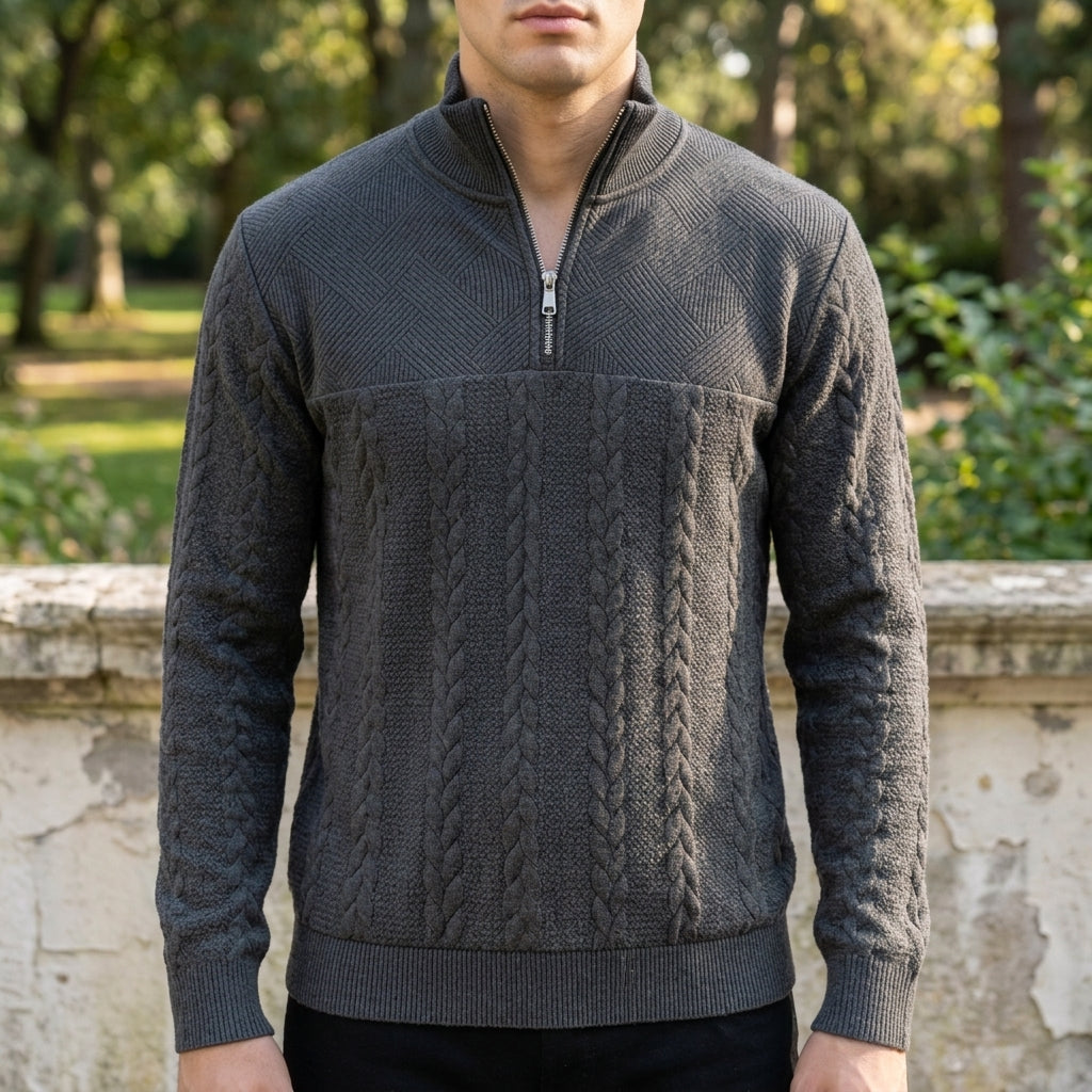 Ronda Cable Knit Quarter-Zip Sweatshirt 3